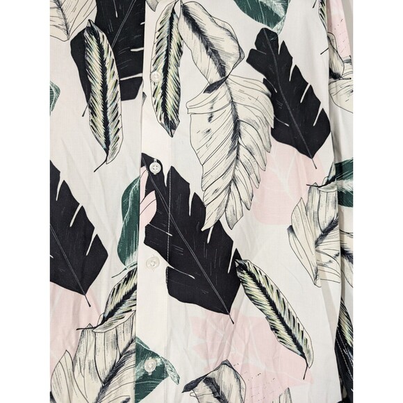 NWT Guess Women Button Up Tropical Leaves Blouse Sz M Slim Fit Colorful Beach - Picture 3 of 9